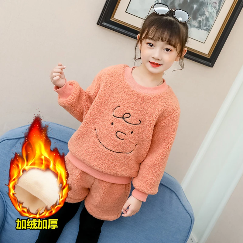 

Children baby Clothes set velvet sweatshirt + Pants 2pcs set 6 8 9 10 11 12 Kids clothing set girls clothing winter children set