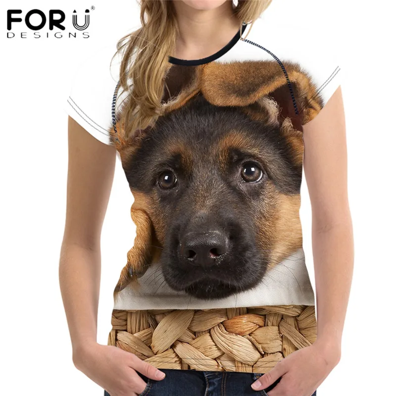 Футболка FORUDESIGNS с принтом немецкой овчарки женская футболка 3D забавная Летняя