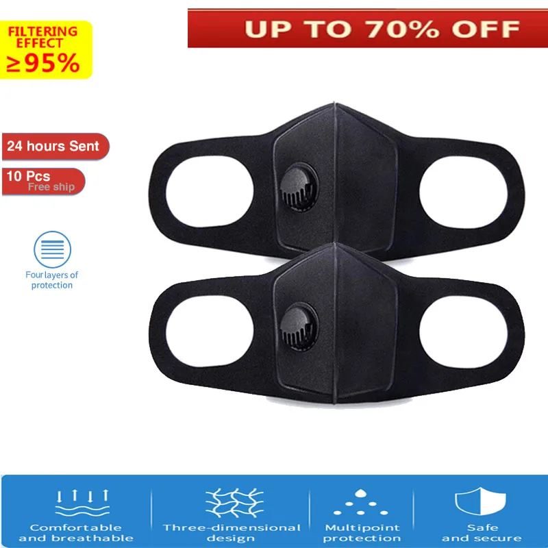 

5/10pcs Double Valve N95 Masks Anti PM2.5 Mouth Muffle Filter Washable Anti Dust PK ffp2 ffp3 kf94