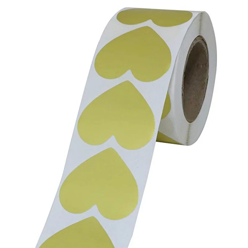 50-500 piezas con forma de corazón de oro sello de pegatinas adhesivas scrapbooking para paquete y decoración de boda adhesivo de papelería