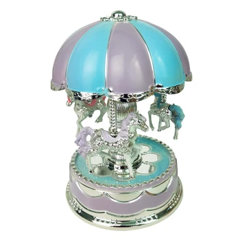 

Merry-Go-Round Carousel Music Box Toy Swivel Glowing Carousel Horse Electronic Music Box Wedding Birthday Gifts Home Decor