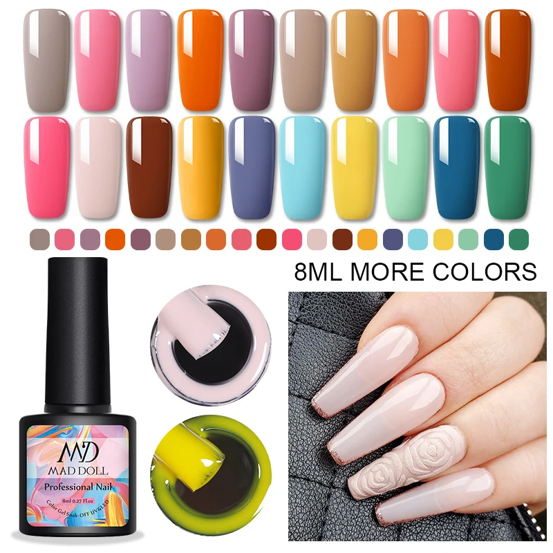 

MAD DOLL 8ml Nail Gel Polish Soak off 20 Colors Nail Art UV Gel Spring Summer Series Varnish Colorful