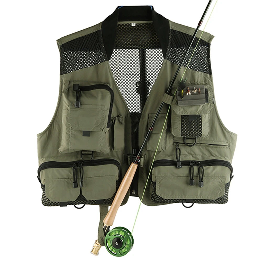 

Multifunctional Vest Thin Breathable Fishing Mesh Vest Multi-Pocket Outdoor Universal Size With Fly Patches