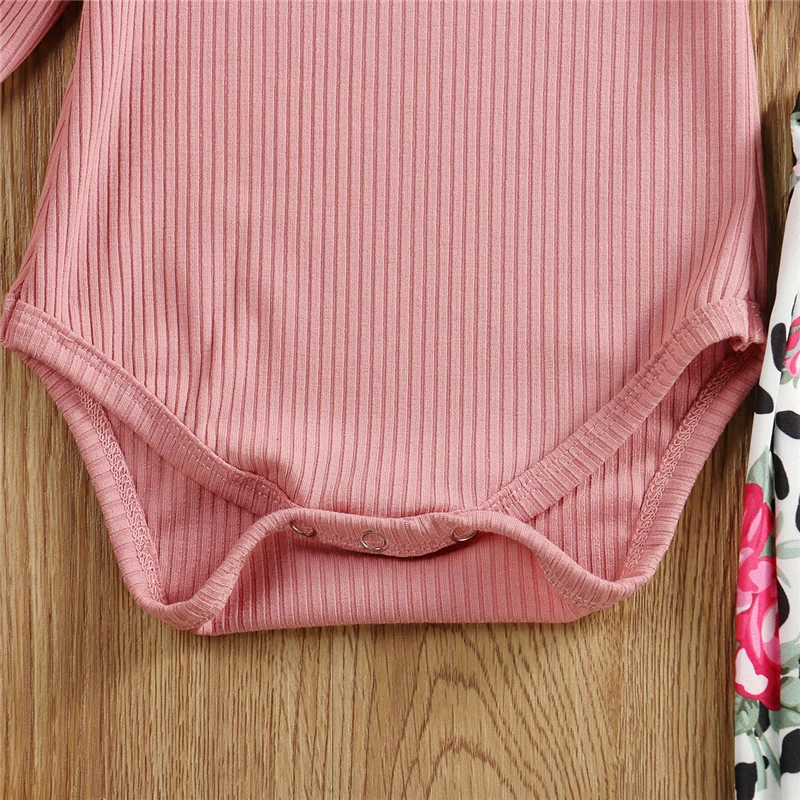 Осенне-зимняя одежда для новорожденных девочек 0-18 месяцев, топы с оборками, штаны с цветочным принтом