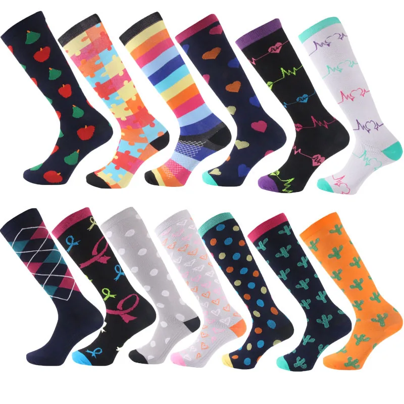 22 Styles Unisex Socks Crossfit Compression Stockings Varicose Vein Medical Pressure Socks For Leg Stretch Pressure Circulation