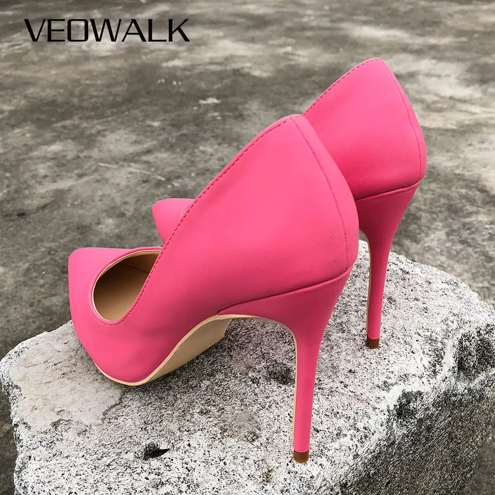 

Veowalk Peony Pink Women 8/10/12cm Stiletto High Heels Candy Color Elegant Ladies Pointed Toe Pumps Shoes Accept Customized