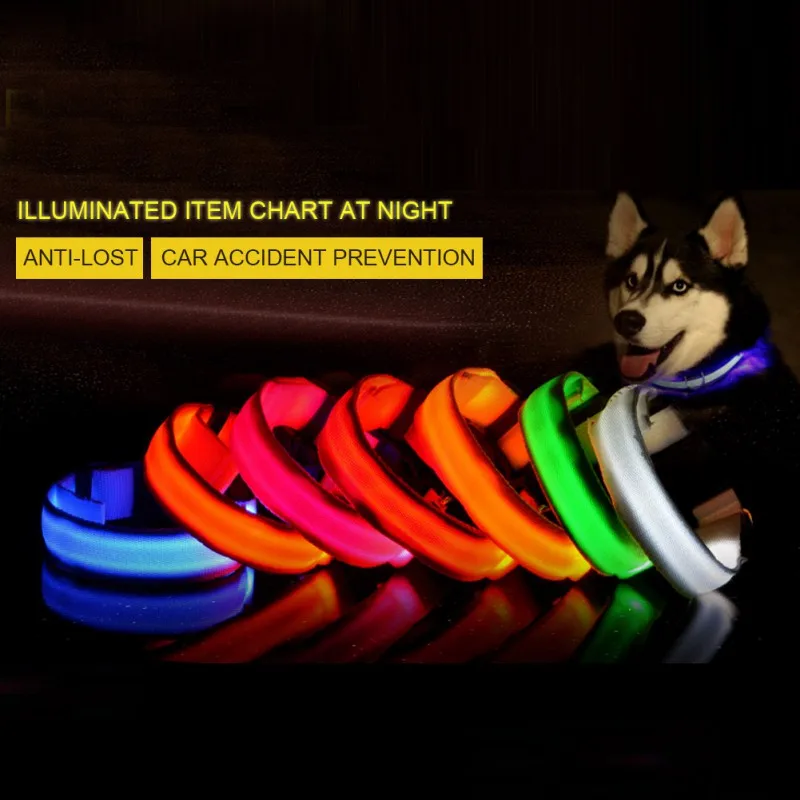 USB Перезаряжаемый ошейник для собак СВЕТОДИОДНЫЙ мигающий ошейник светильник в темноте поводок для собак светящиеся ошейники для собак ходьба безопасные товары для домашних животных