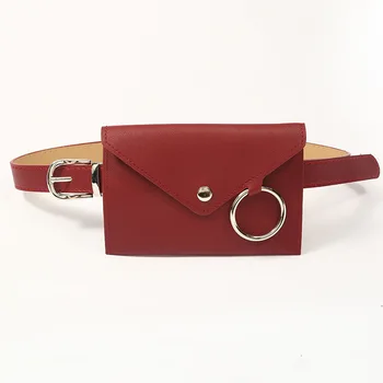

12PCS / LOT Pure color Ring PU Waist Belt Bag Waterproof Women Chest Pack Messenger Bag