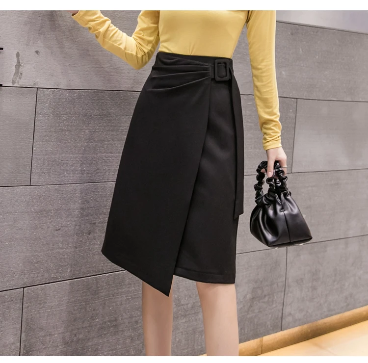 Korean New Midi irregular Skirts Women Winter Autumn new fashion A-Line Skirts Ladies Streetwear Plus Size skirt