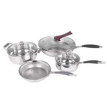 

304 Stainless Steel Pot Set Wok Combination Pot Set Thickened Three Layers Non Stick Cookware Pans Frying Set Pots and Pans