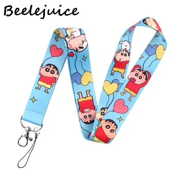 

24pcs Crayon Shin Chan Neck Strap Lanyards ID badge card holder keychain Mobile Phone Strap Gift Ribbon webbing necklace