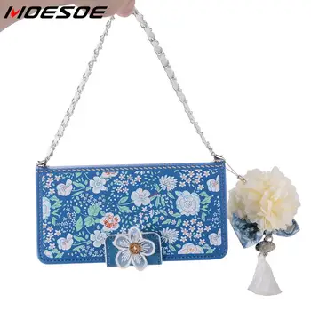 

Flowers Pattern Flip Wallet Case For iPhone 11 Pro Max SE 2020 XS XR X 8 7 Plus Phone Cases Leather Card Holder Cover with Strap