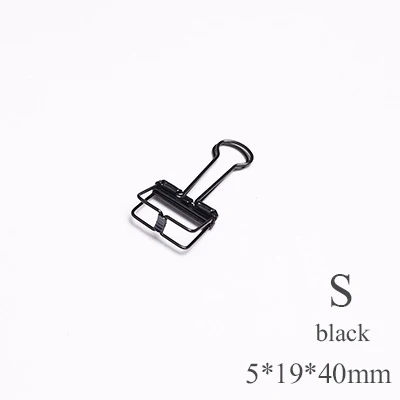 black S Новинка, сплошной цвет, выдалбливают металлические скрепки, зажимы для заметок, букв, скрепки, канцелярские принадлежности, FOD - Цвет: black S