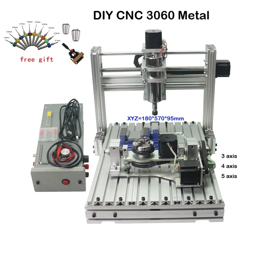 Гравировальный станок DIY CNC 3060 Металл 3/4/5 ось для дополнительного 400 Вт постоянный