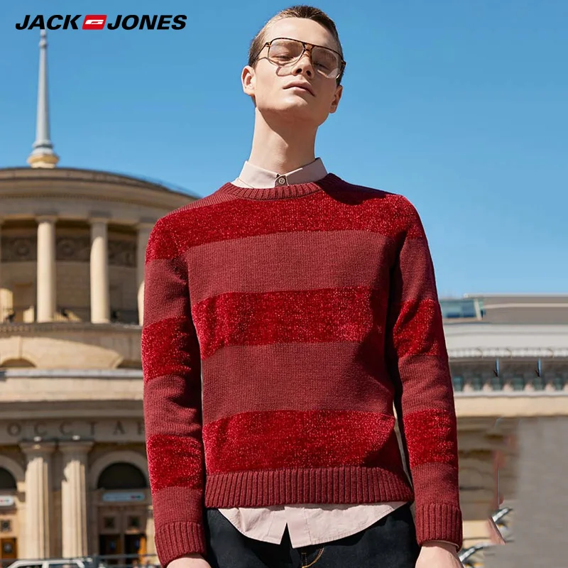 Мужской вязаный свитер в полоску с круглым вырезом Jack Jones | 219324532|Джемперы