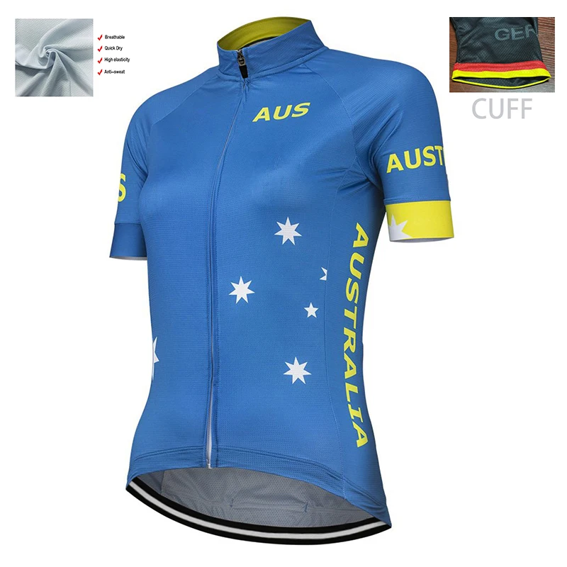 

AUSTRALIA Lady Blue Retro Global Factory Outdoor Team Competition Cycling Jersey Polyester Breathable Customizable