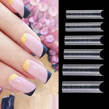 

Building Mold Tips Plastic Nails C Shape Faux Ongle French Manucure Medium Nail Dual Form Nails System Kit 120pcs/pack Home DIY