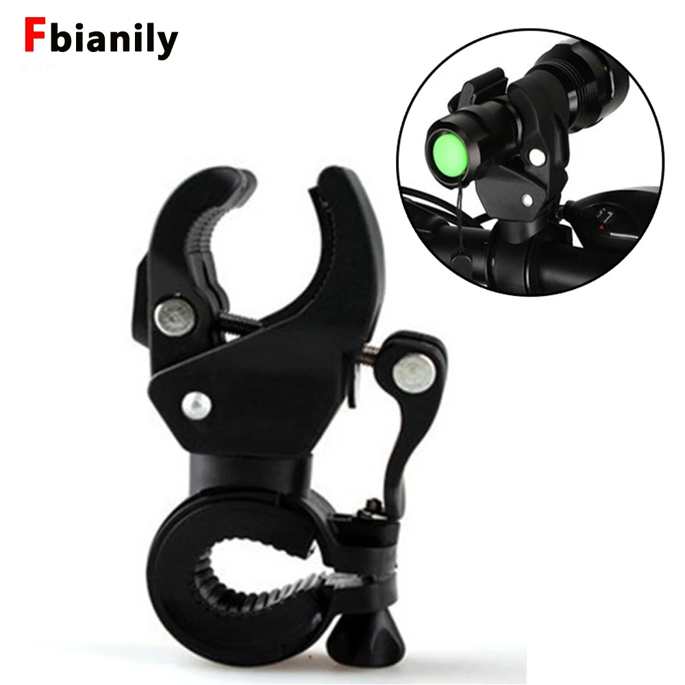 Bicycle Universal 90-degree Rotating Handlebar Mount LED Flashlight Holder Front Light Clip Clamp Lantern Bicycle Accessories