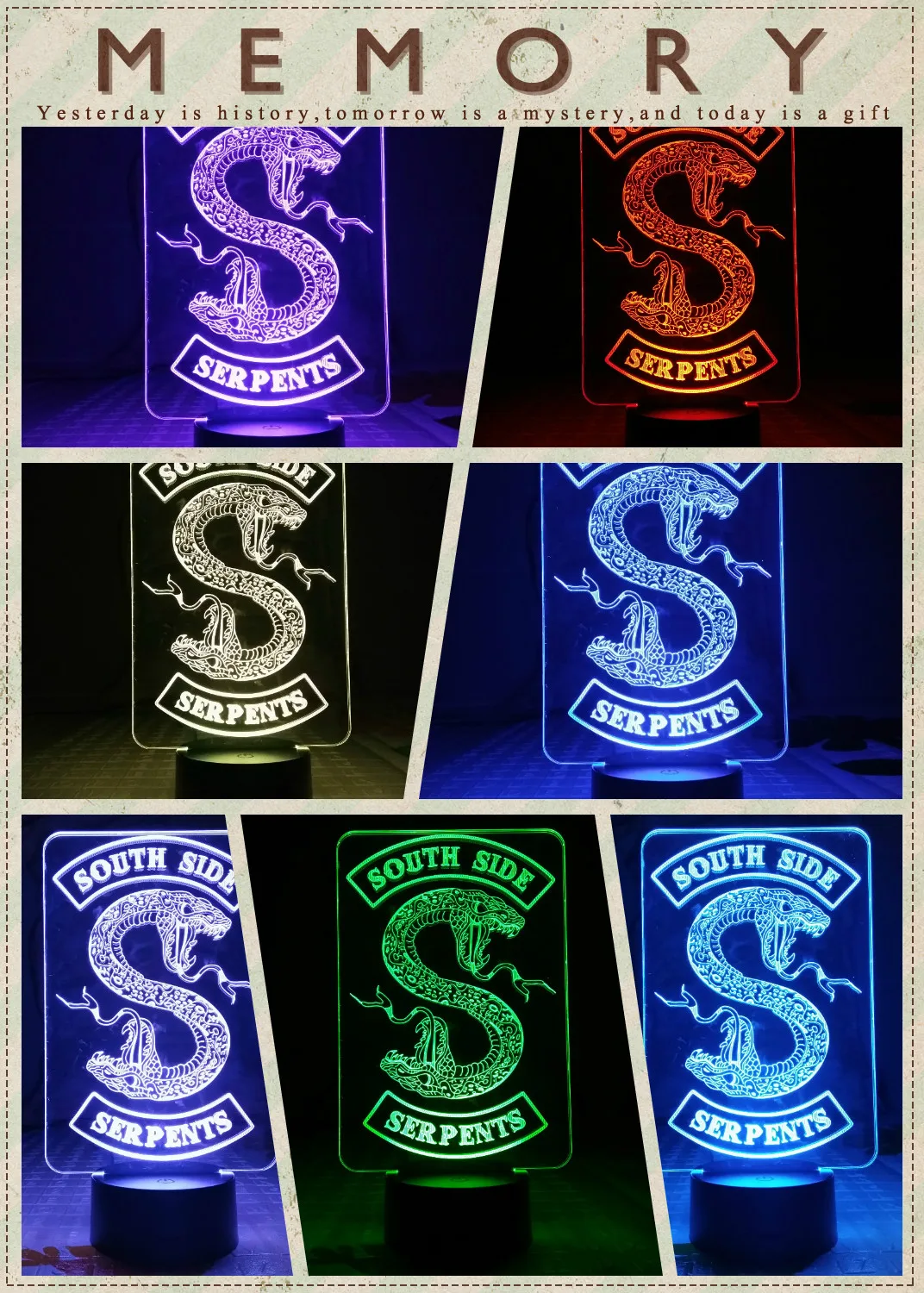 ТВ серии Riverdale "South Side serpents" Змея логотип светодиодный ночной Светильник Украшения в спальню друг подарок на день рождения Настольная лампа Ночной светильник