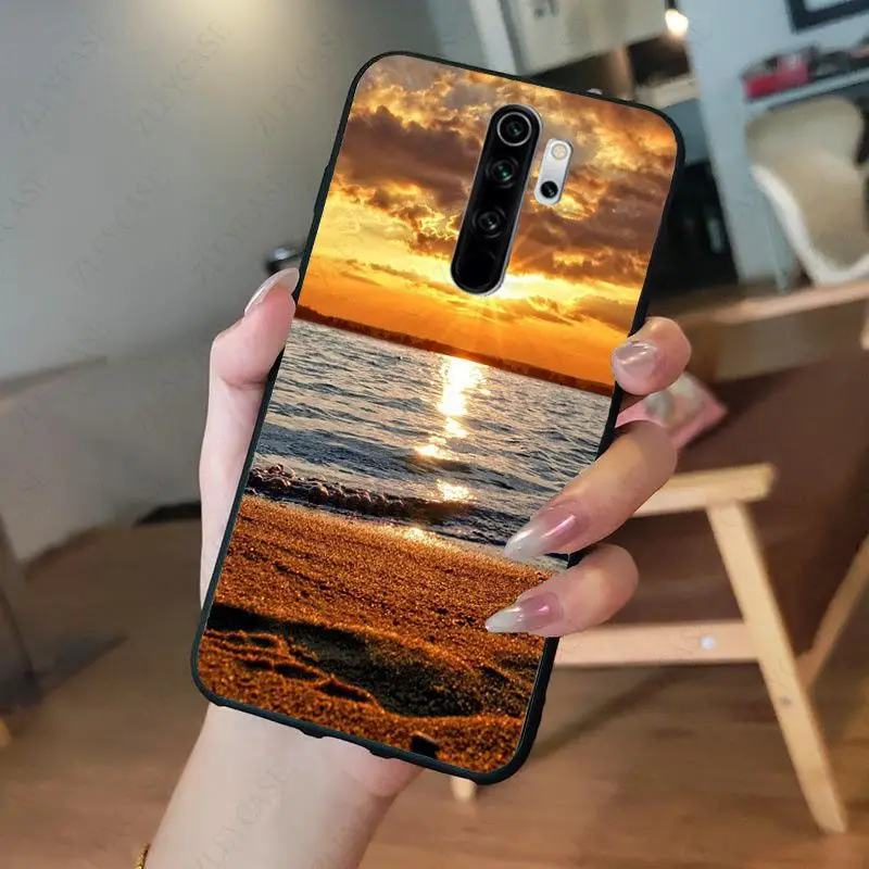 best flip cover for xiaomi The Sea Waves Beach spray ocean island Phone Case for redmi note8pro note7 note5 note6pro 7A 8A Note8T note9s note9pro Cells phone cases for xiaomi Cases For Xiaomi