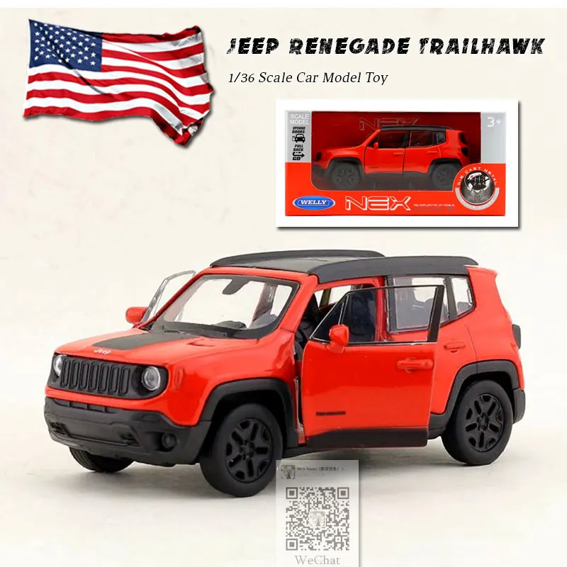 WELLY 1/36 масштабная модель автомобиля игрушки джип Ренегат Trailhawk мини SUV литая модель металлическая игрушка для подарка - Цвет: Красный