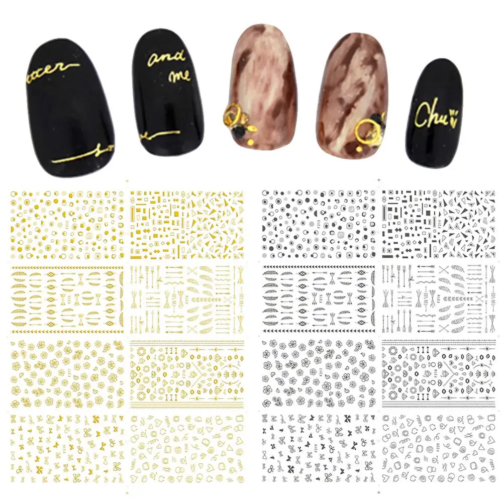 

1 Sheet Geometry Feather Arrow 3D Nail Art Sticker Decal DIY Manicure Decor Tool