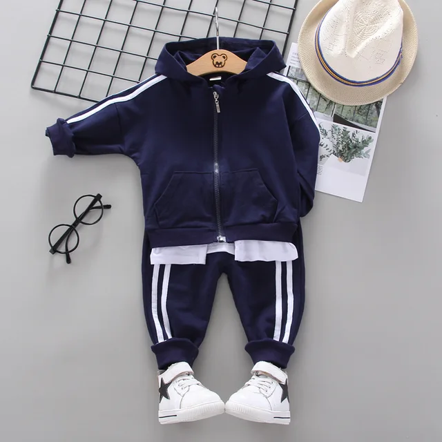 Fashion Spring Autumn Baby Girl Clothes Children Boys Casual Letter Jacket Pants 2Pcs/set Toddler Cotton Costume Kids Tracksuits XHlatiaomaoF Navy