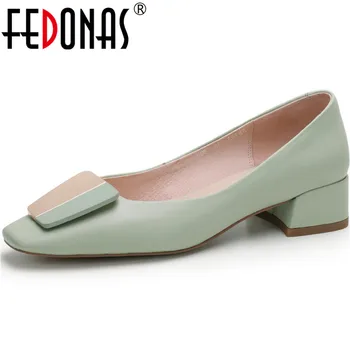 

FEDONAS Top Summer Female 2020 Summer Autumn Shoes For Women Genuine Leather Low Heels Pumps Wedding Party Shoes Woman Newest