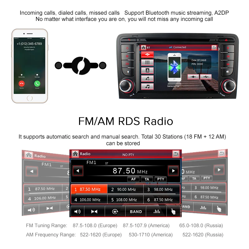 Best A-Sure 7 Inch 2 Din Cortex A9 Update Car Auto Radio Stereo GPS Navigation For AUDI A3 S3 RS3 8V 8PA DAB+ 3G Bluetooth CD DVR DTV 14