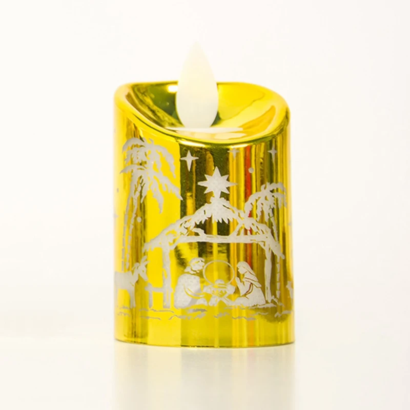 1 шт. фонарь свеча подсвечник креативное рождественское Моделирование маленькая свеча стенд ветер свет резьба рождественские украшения - Цвет: GD-S