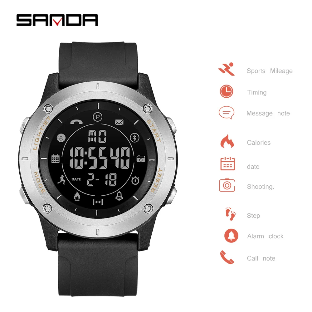 

SANDA Mens Sports Smart Watches Men Waterproof Bluetooth Bracelet Watch Male Luminous Pedometer Smartwatch Multi-function Clock
