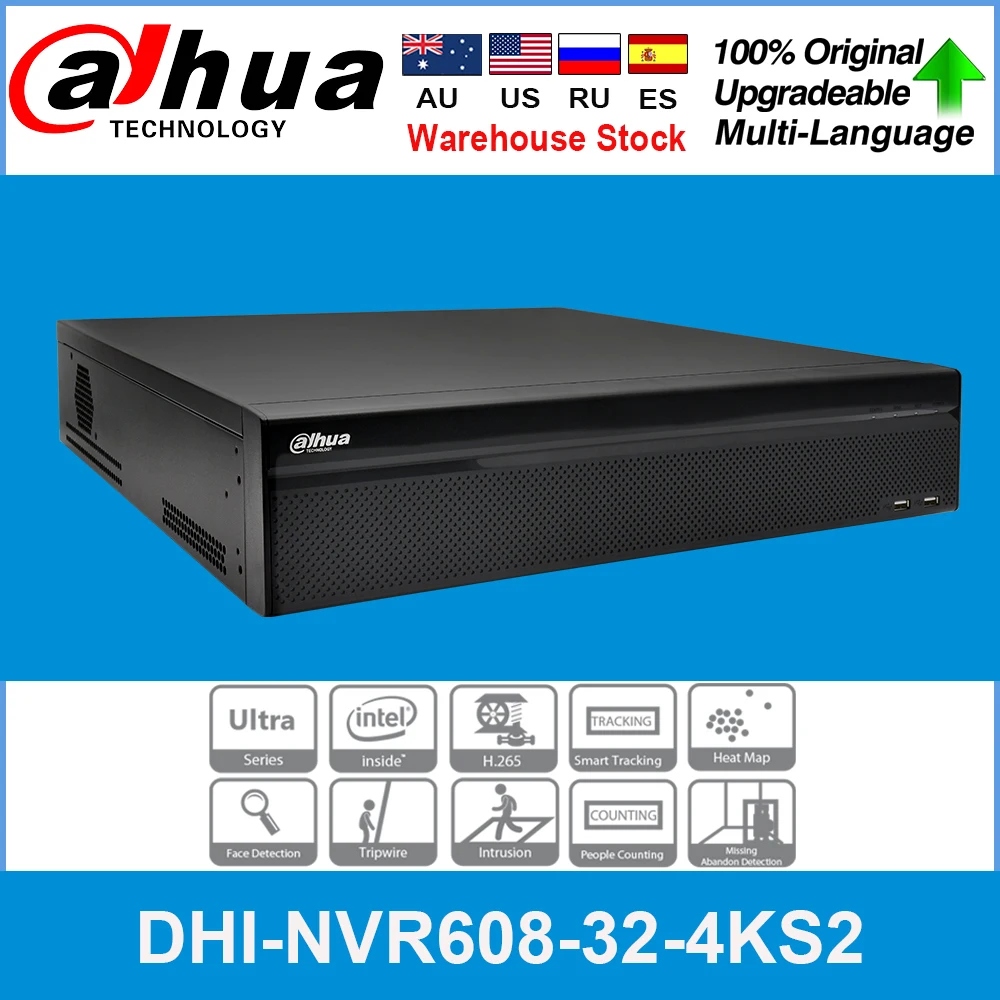 Оригинальный dahua международная версия NVR NVR608 32 4KS2 канала ультра 4 к H.265 сетевой видеорегистратор поддержка
