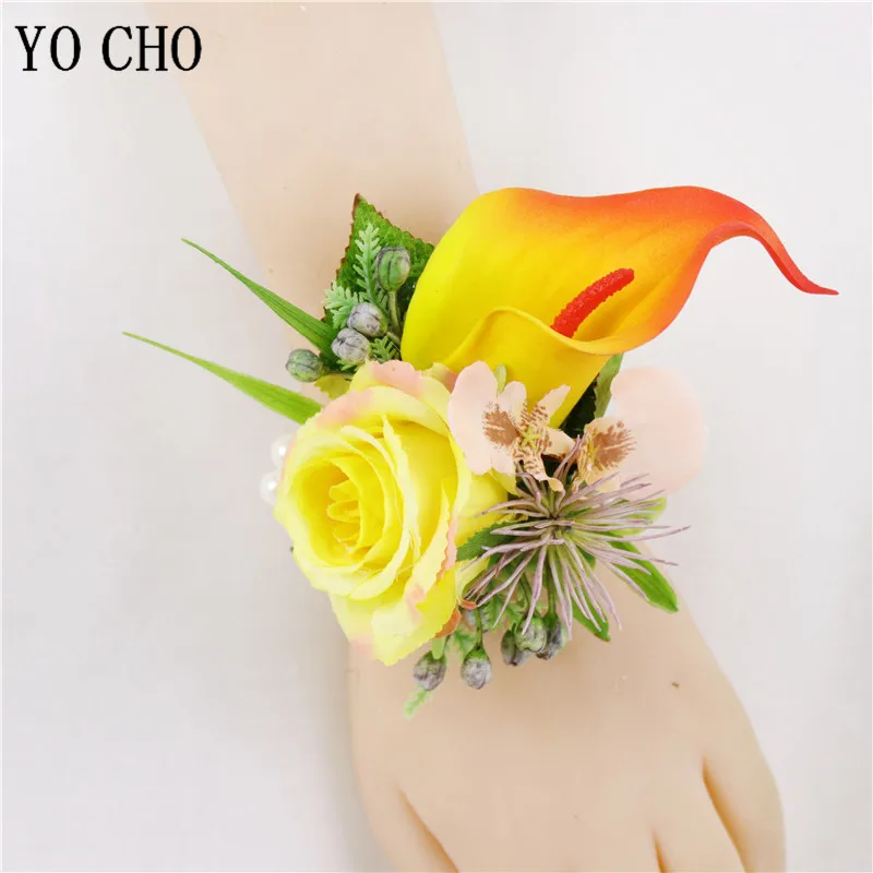Artificial Flower Bridal Wrist Corsage Boutonniere Wedding Party Hand Flowers