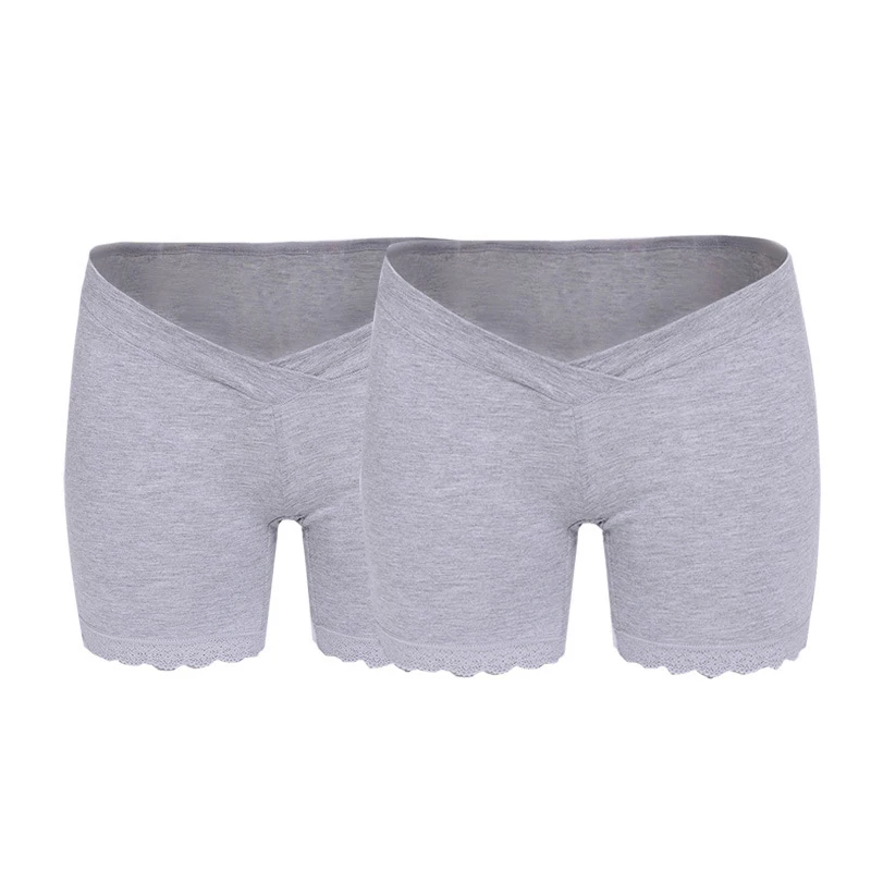 2-Pieces Lace Pregnant Flat Stomach Lift Pants Low& High-waist Seamless Underwear Breathable Cotton Pregnant Women Safety Pants - Цвет: 10