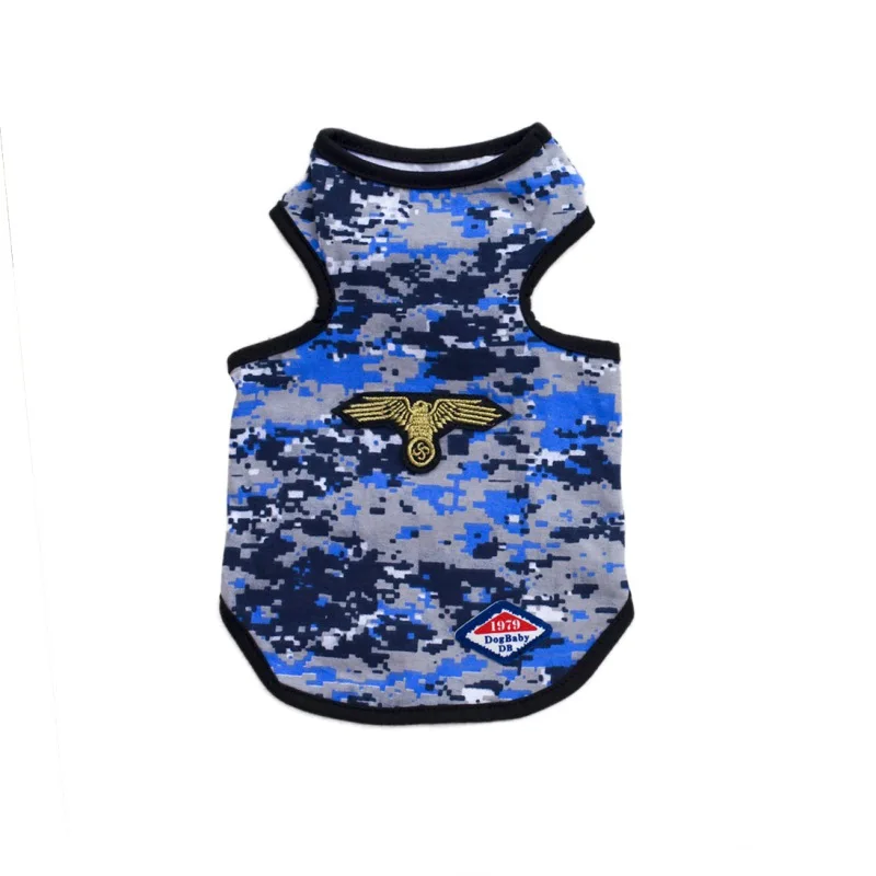 Синий Одежда для домашних животных лесной без рукавов Камуфляжный хлопковый жилет одежда для собак плюшевый жилет для животных удобная одежда для домашних животных - Цвет: Синий
