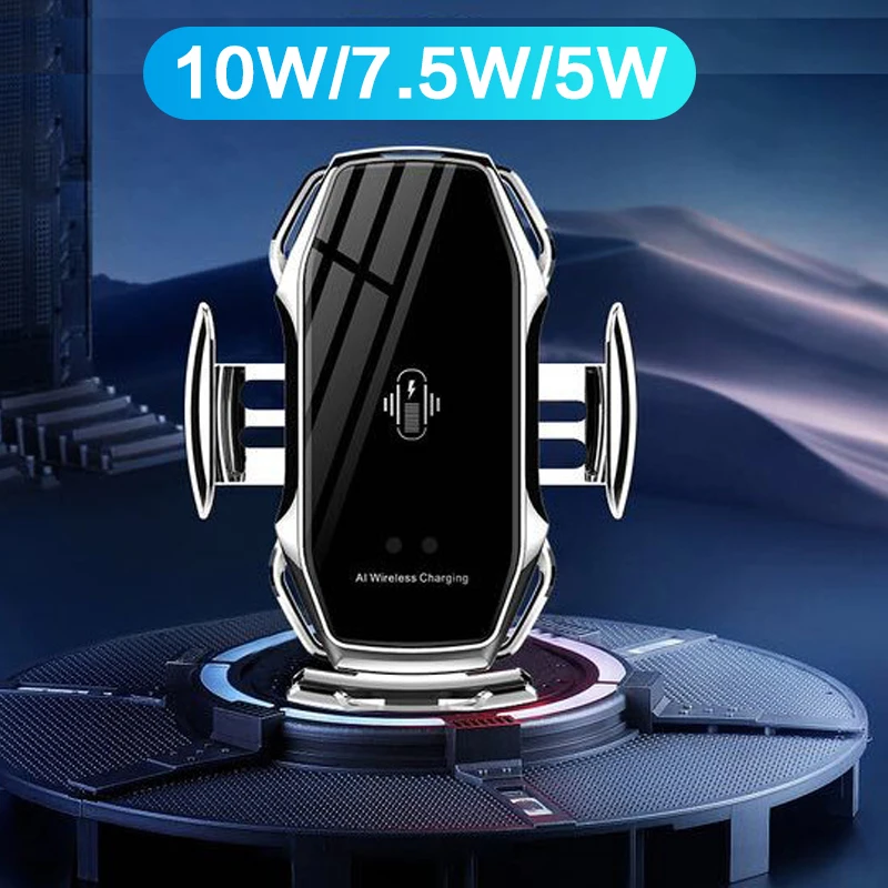 

10W Qi Wireless Car Charger for iPhone Samsung Huawei Smart Auto Clamping Fast Charging Car Mount Wireless Phone Charger Holder
