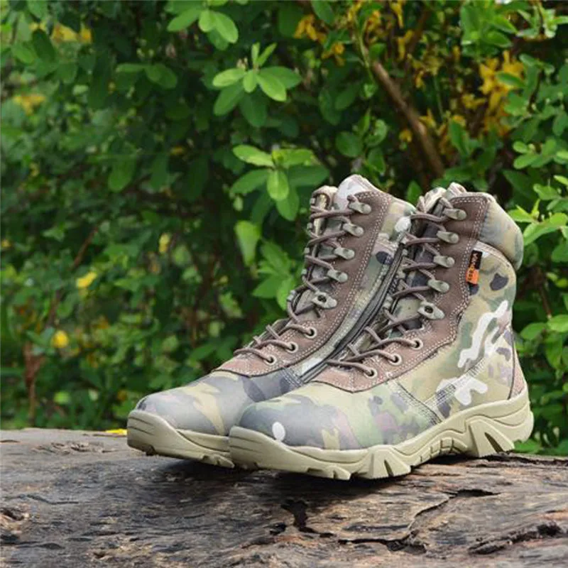 Зимние ботинки мужские высокого качества из натуральной кожи мужские уличные водонепроницаемые для кемпинга треккинговые ботинки альпинистские камуфляжные военные ботинки 6