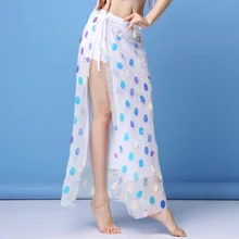 Танцевальная одежда черный хип шарф белые блестки Регулируемая перевязь танец живота для женщин над юбкой длинные