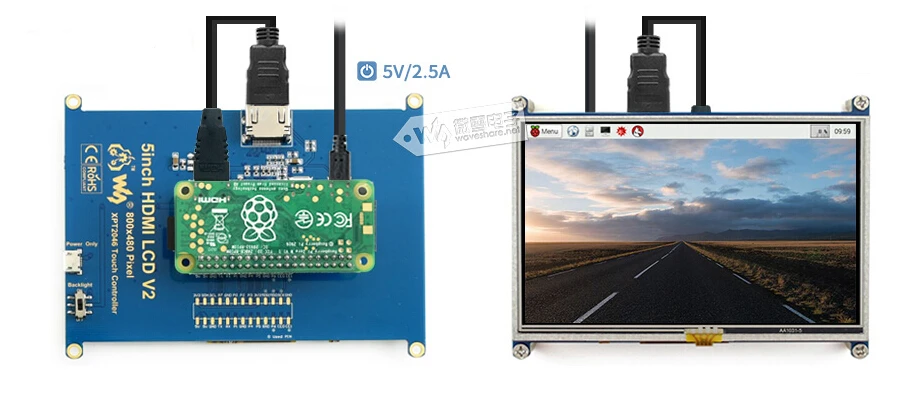 Waveshare 5 дюймов 800*480 TFT резистивный сенсорный экран планшет HDMI интерфейс для всех Rev of Rapsberry PI