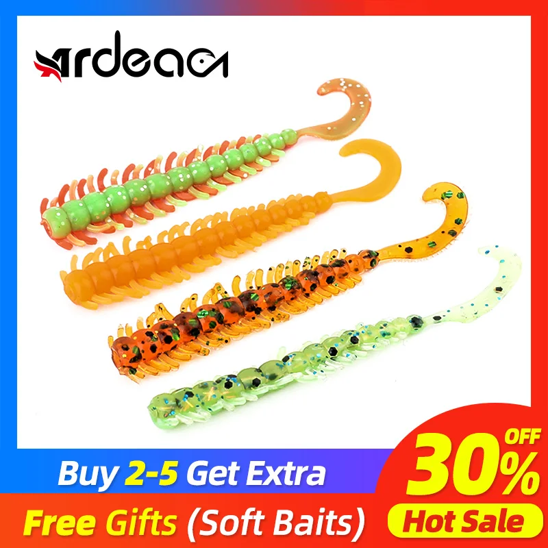 

Ardea Soft Lure 50mm 0.5g Artificial Worm Curly Swimbait Tail Double Color Silicone Bait Rotate Wobblers Fishing Tackle