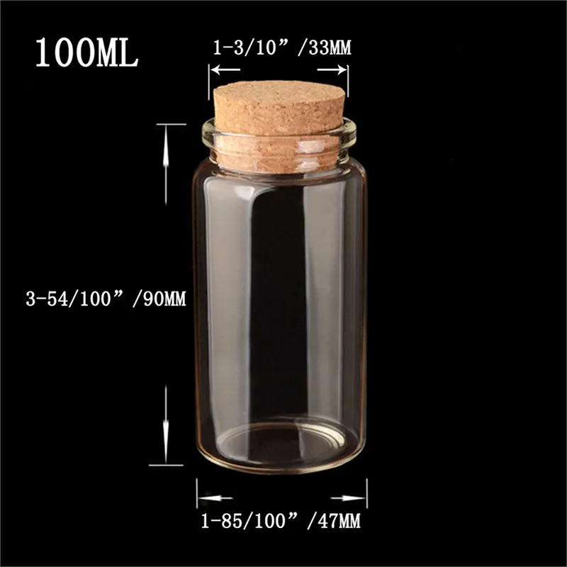 100ml 6 шт Стекло бутылочка с пробкой пустые прозрачные банки во флаконе 50 мл, 80 мл 100 мл 150 мл жидкая Конфета ванили таблетки Еда Класс хранения банки, бутылки - Цвет: 100ml
