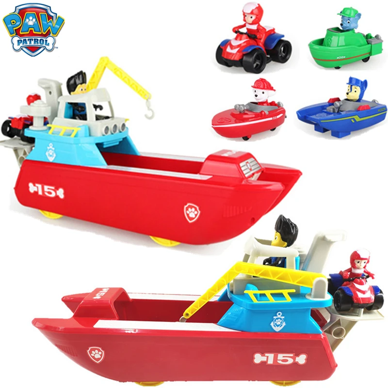 Paw Patrol модель игрушки паром яхта Морской Спасательный корабль Patrulla Canina Аниме Фигурка собака игрушка для детей подарок на день рождения