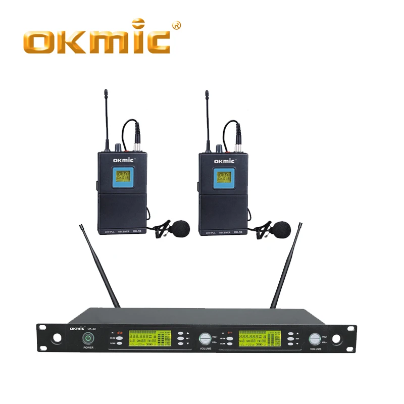 OKMIC OK-4D 1B Профессиональный UHF/PLL Настоящее Разнообразие беспроводной микрофон системы беспроводной 863 мгц-865 МГц двойной нагрудная гарнитура с лацканами