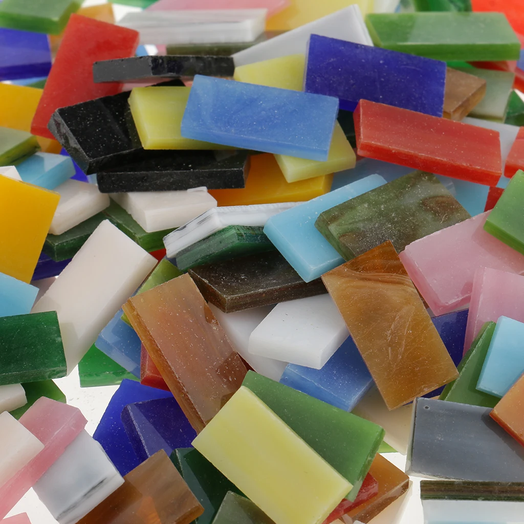 Square Triangle Glass Pieces Mosaic Tiles Tessera for DIY Mosaic Making Crafts