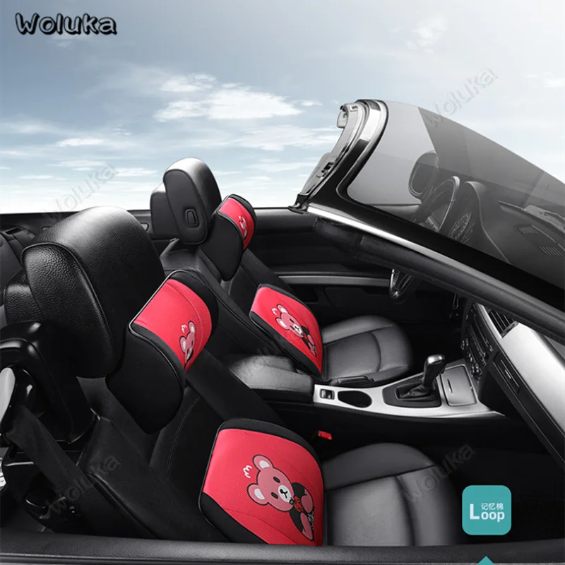 Auto Seat Support Memory Foam with Neck Pillow Headrest Cartoon kst Seat Back Lumbar Support Waist Pad CD50 Q01