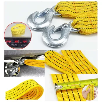 

4M Heavy Duty 5 Ton Car Tow Cable Towing Pull Rope Strap Hooks Van Road Recovery Car Accessories