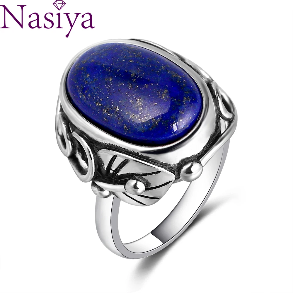 925 Sterling Silver Ring Natural Lapis Lazuli White Chalcedony Moonstone Gemstone Ring Large Stone 11x17MM Oval Gem 925 Sterling Silver Ring Natural Lapis Lazuli White Chalcedony Moonstone Gemstone Ring Large Stone 11x17MM Oval Gem