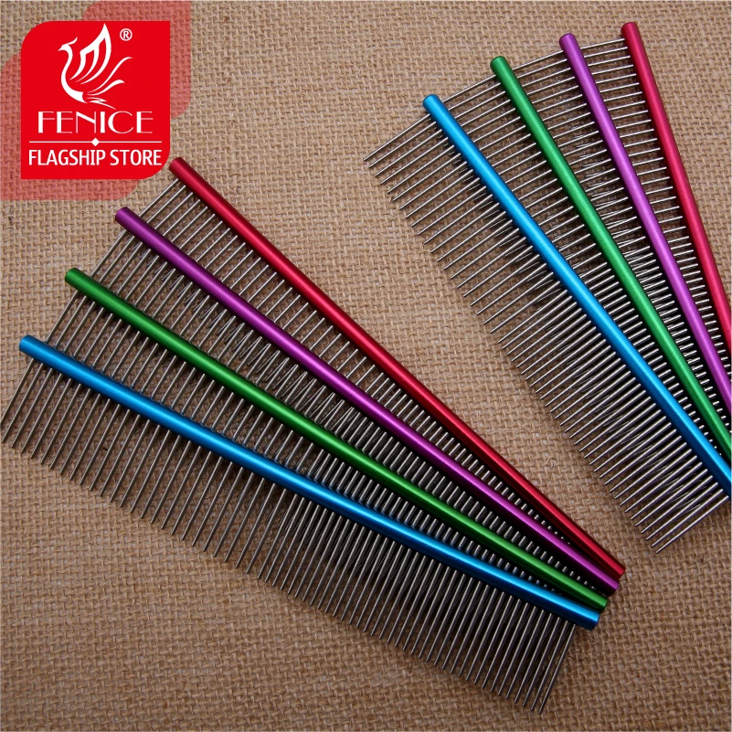 Fenice High Quality Dog Comb in Hair Combs Professional Steel Grooming Comb Dog Cat Cleaning Brush