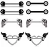 Stainless Steel Heart Nipple Piercing Set 14G Black Angel Wing Nipple Piercing Lot Tongue Barbell Bulk Crystal Nipple Ring Pack ► Photo 3/6