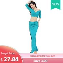 Одежда для танца живота, осенняя Новинка, хлопковый тренировочный топ, юбка, комплект, костюм для выступлений, Женская индийская Восточная танцевальная одежда